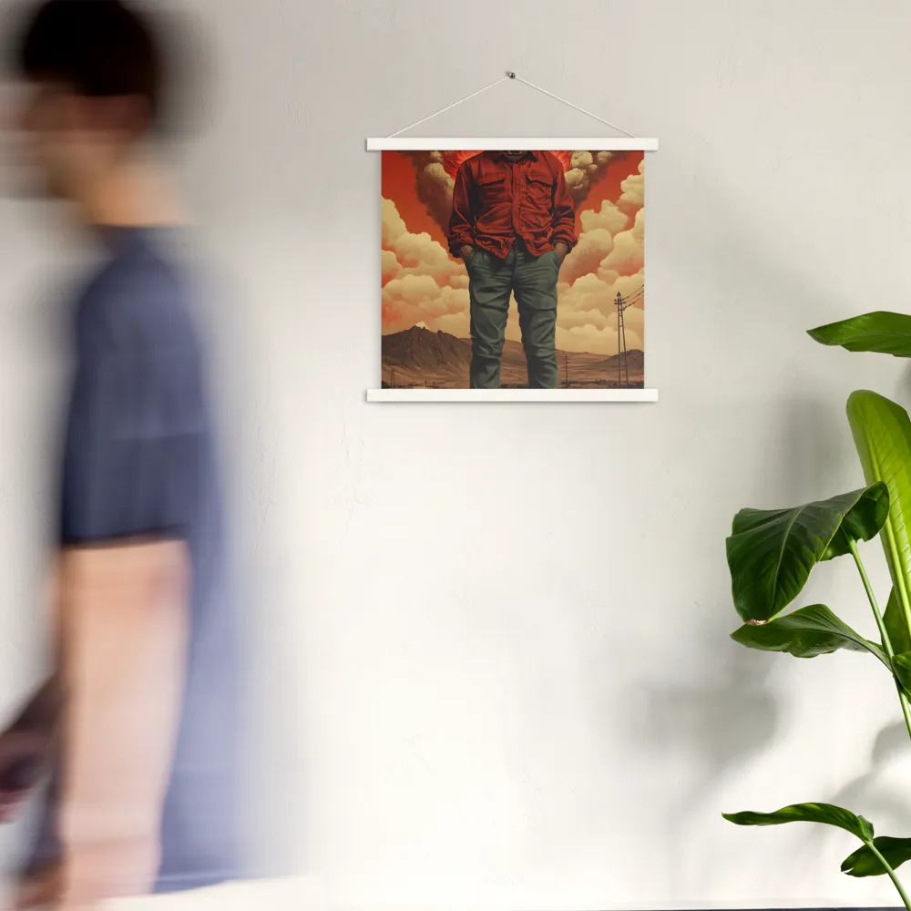 Defiant Spirit in a Surreal Landscape | Poster With White Wood Hanger | 18″×18″