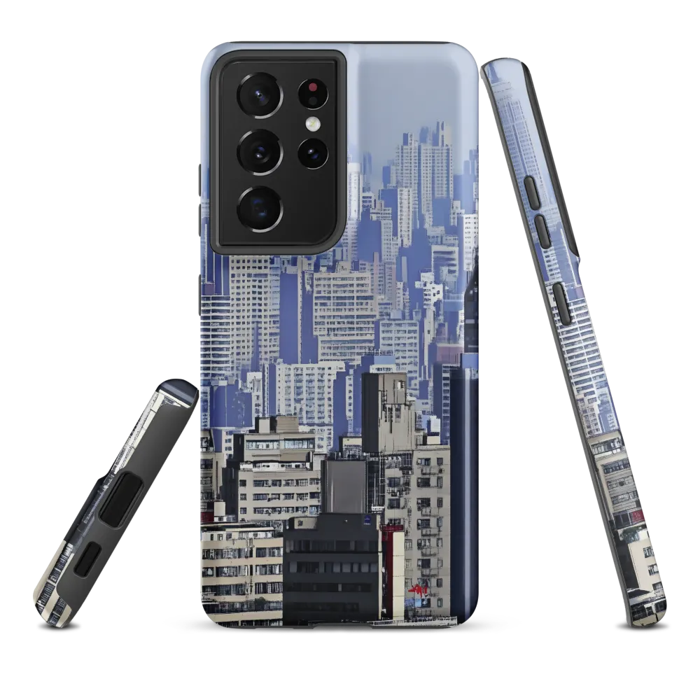 Urban Symphony: A Cityscape in Blues and Grays