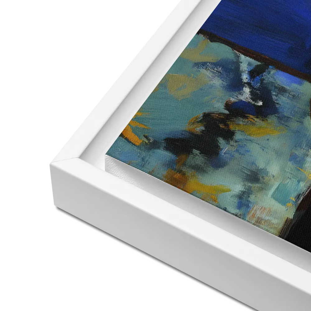 Contemplation Under the Night Sky | Canvas with White Frame | 16″×16″