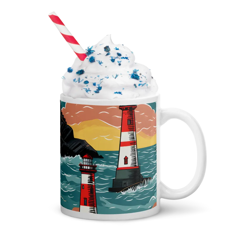 Lighthouses in a Whimsical Ocean | Mugs | Multiple Sizes & Colors