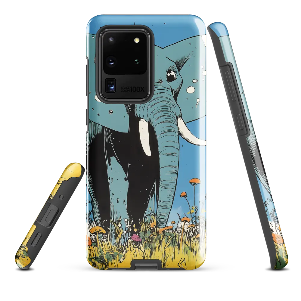 Whimsical Blue Elephant in Bloom