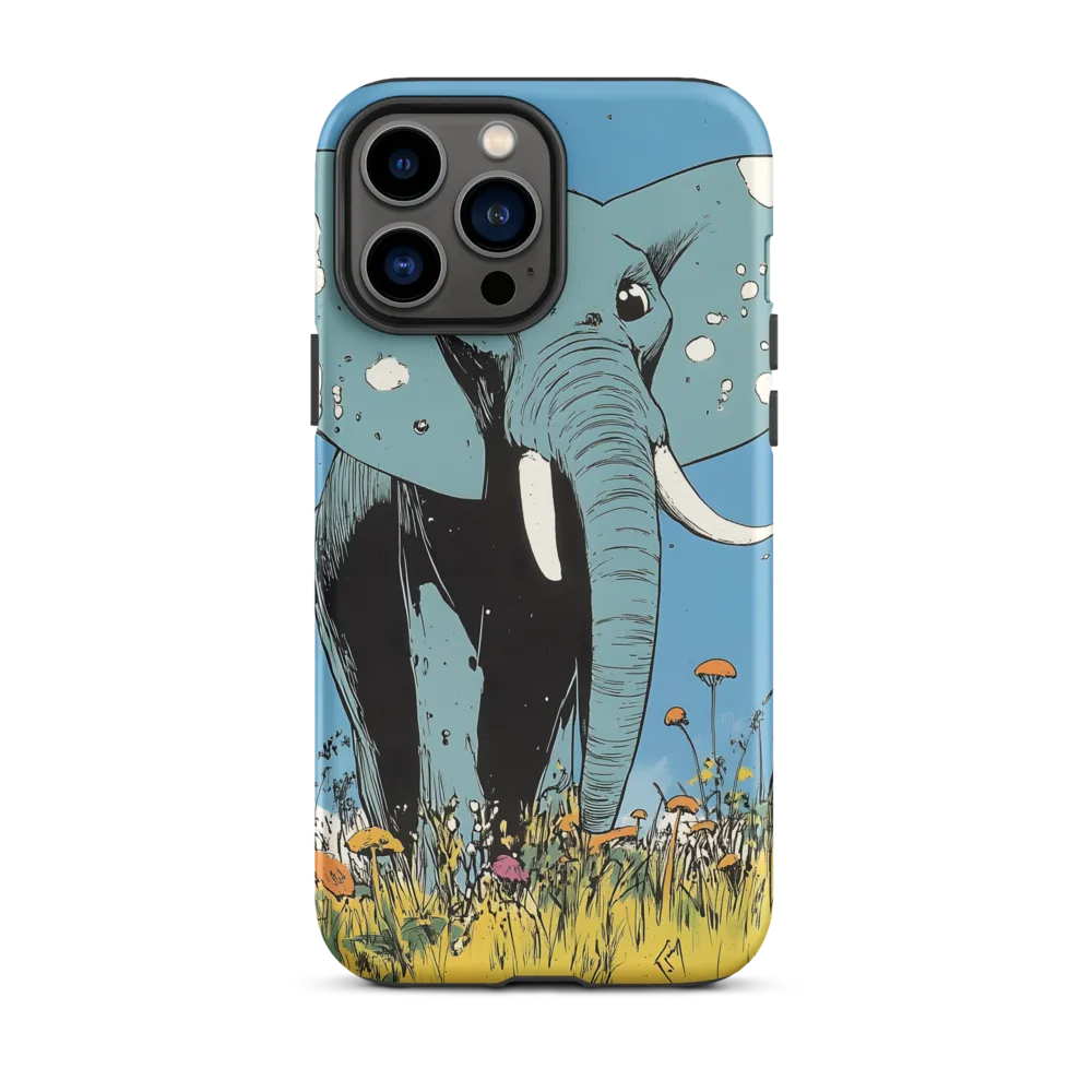 Whimsical Blue Elephant in Bloom