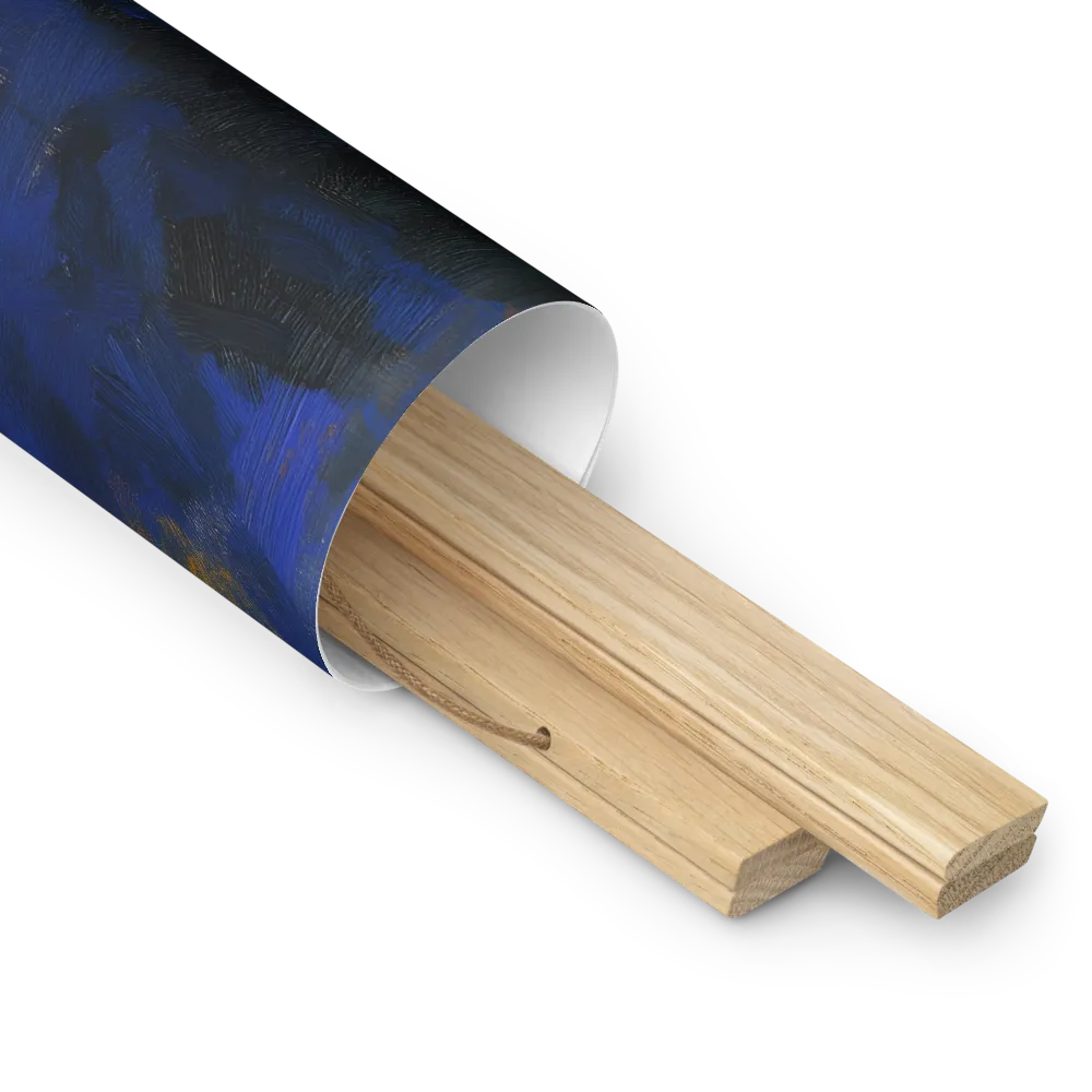 Contemplation Under the Night Sky | Poster With Oak Wood Hanger | 14″×14″