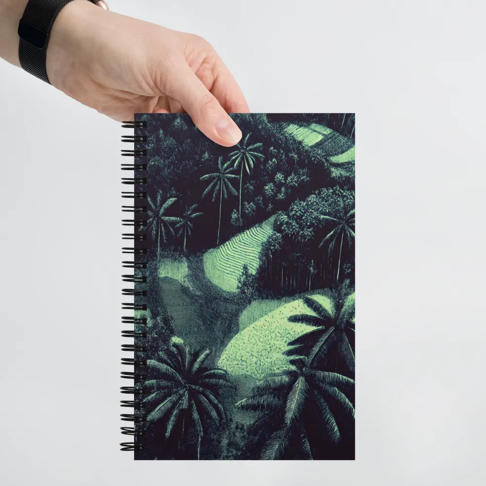 Harmony in Green: A Surreal Landscape | Spiral Notebook