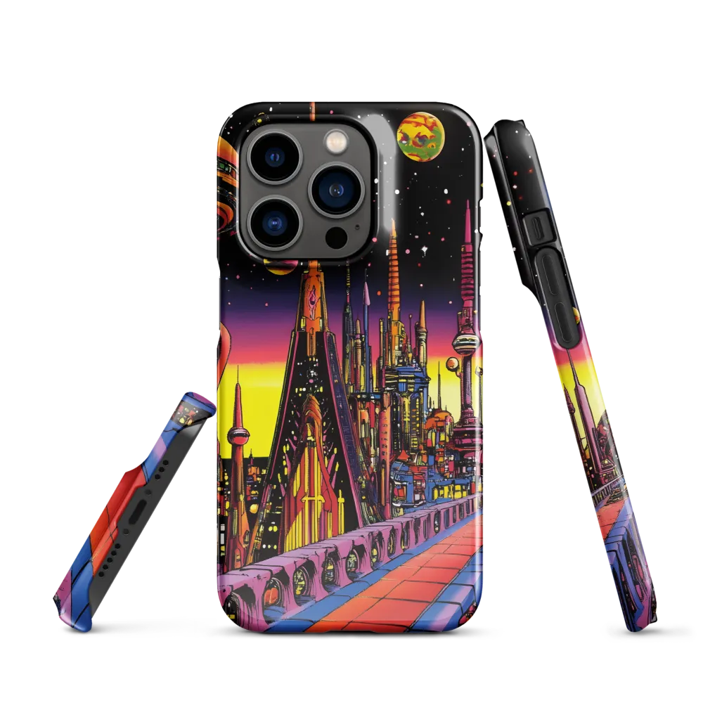 Futuristic Cosmos: A Journey Through Neon Cities | Phone Case |  14 Pro | Snap Case | Glossy