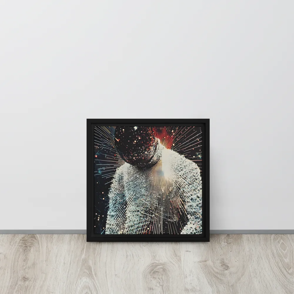 Ethereal Astronaut: A Journey Through the Cosmos | Canvas with Black Frame | 12″×12″