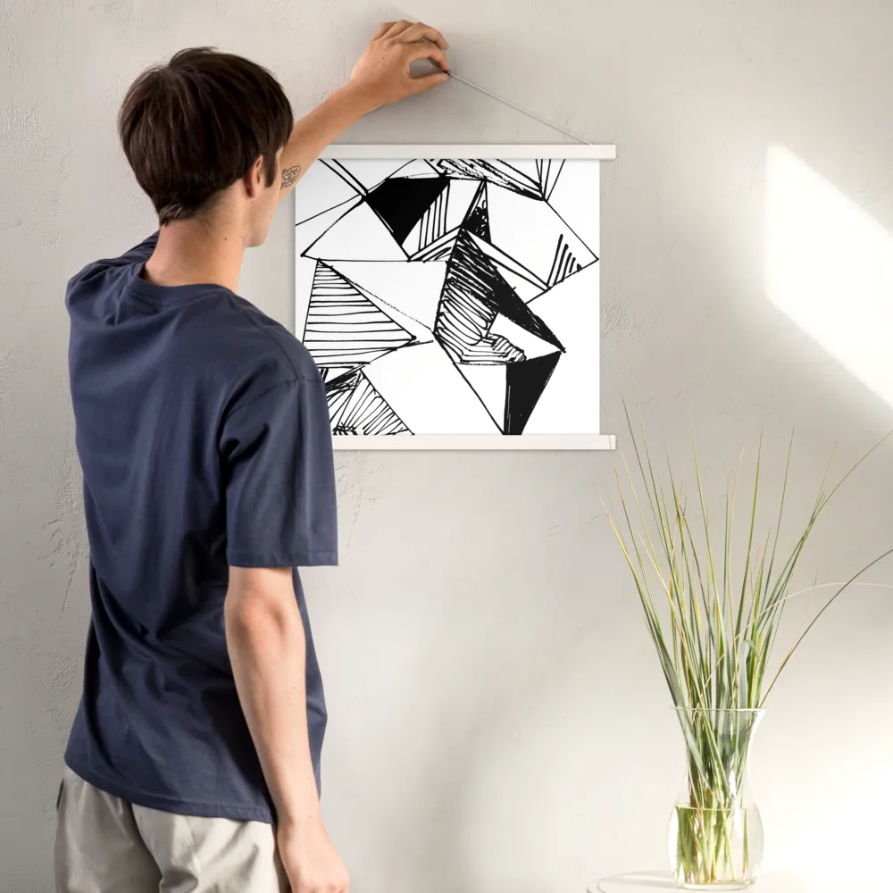 Dynamic Geometry in Ink | Poster With White Wood Hanger | 18″×18″