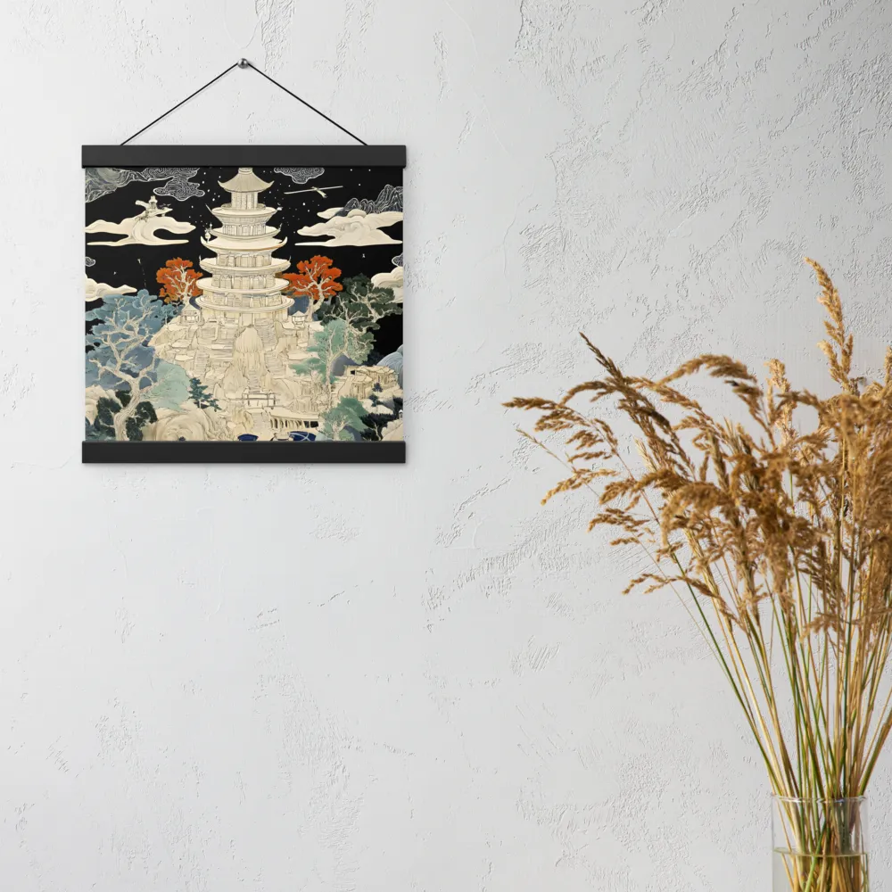 Whispers of the Pagoda | Poster With Black Wood Hanger | 12″×12″