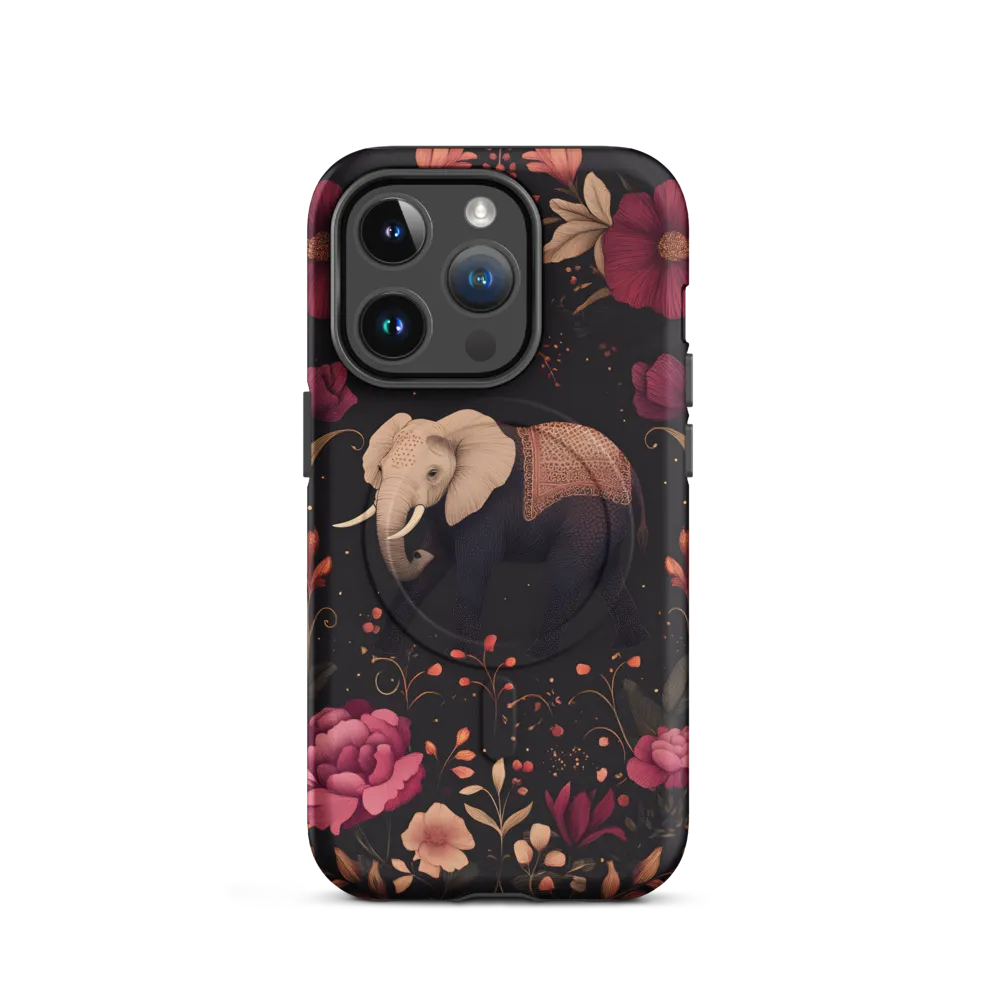 Whispers of the Wild: Elephants and Blooms | Phone Case |  14 Pro | MagSafe® Tough Case | Matte