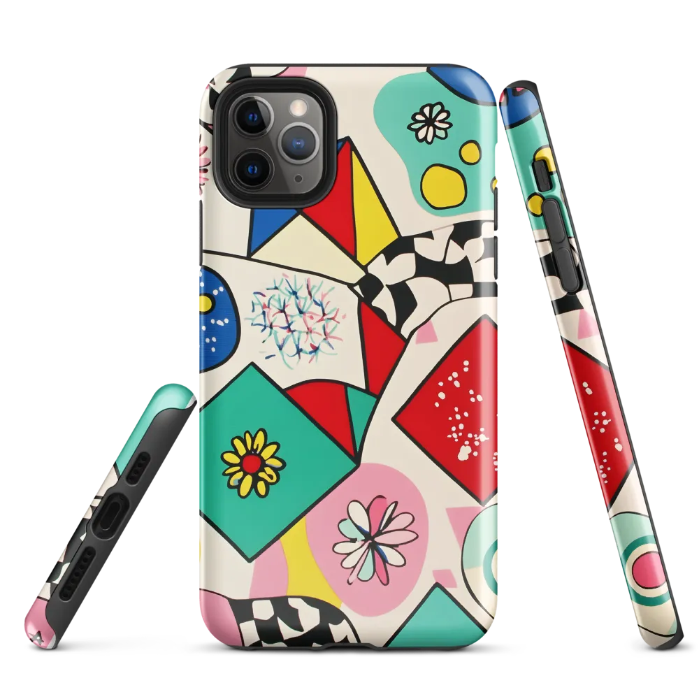 Joyful Geometry: A Playful Dance of Shapes and Colors | Phone Case |  11 Pro Max | Tough Case | Glossy