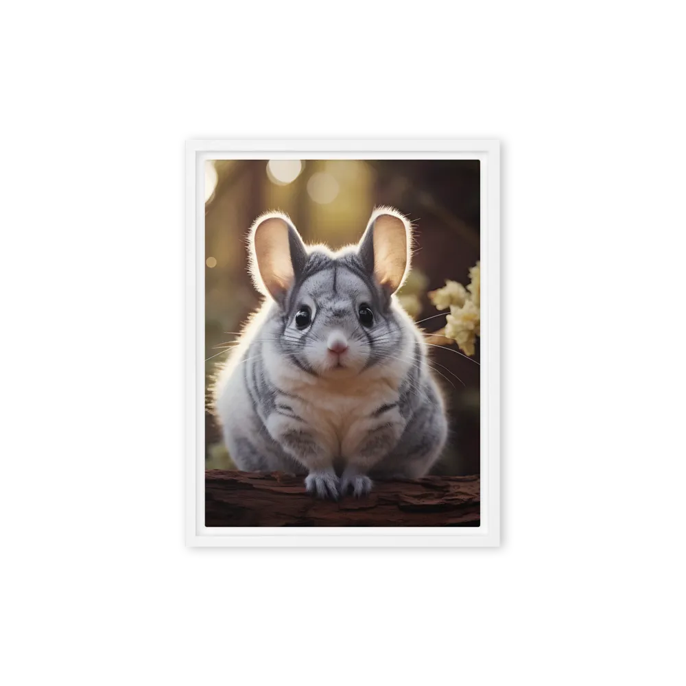 Curious Chinchilla in the Forest | Canvas with White Frame | 9″×12″