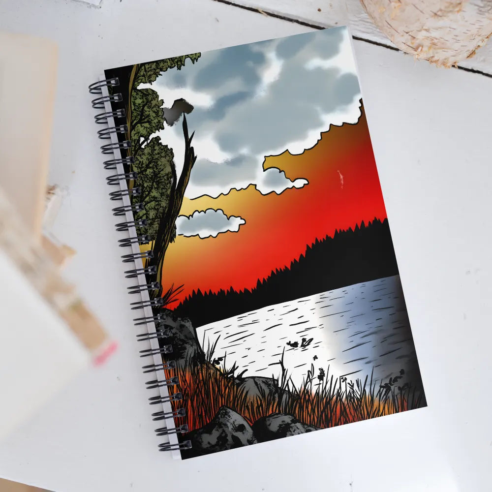 Serene Sunset Over the Lake | Spiral Notebook