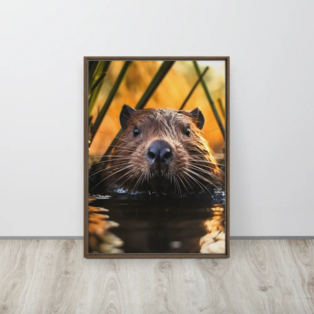 Beaver Serenity: A Natural Portrait | Canvas with Brown Frame | 20″×28″