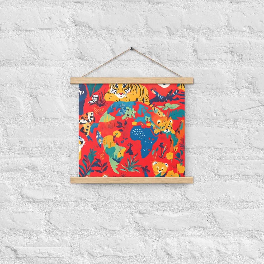 Wild Wonders of the Globe | Poster With Oak Wood Hanger | 14″×14″
