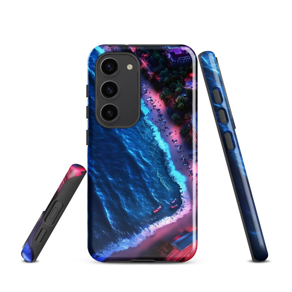 Twilight Reflections: A Serene Beach Aerial | Phone Case |  S23 | Tough Case | Glossy