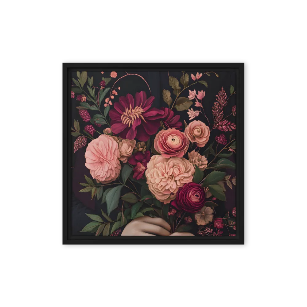 Botanical Elegance | Canvas with Black Frame | 16″×16″