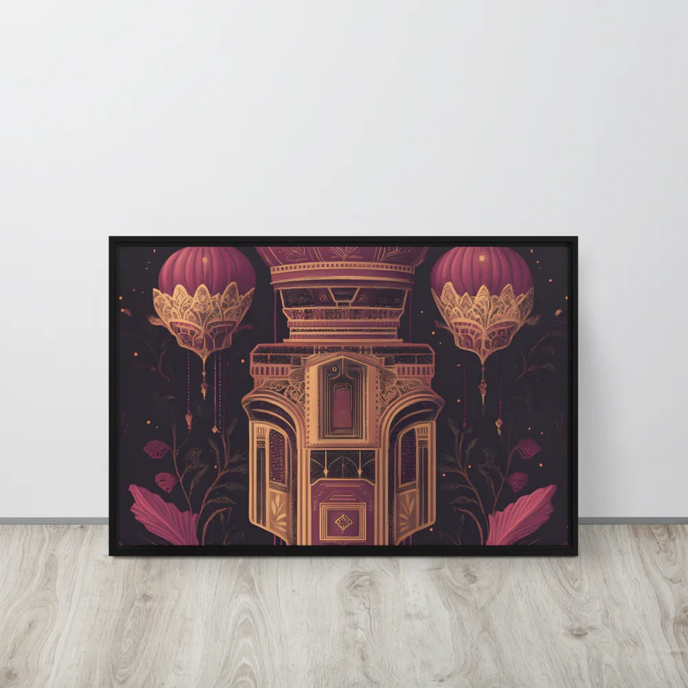 Ornate Harmony: A Digital Floral Architecture | Canvas with Black Frame | 20″×30″