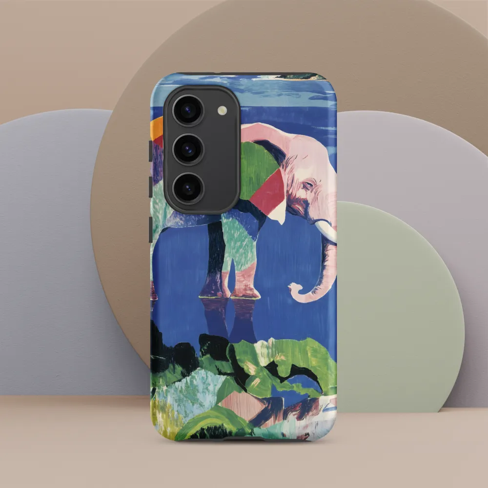 Serenity in Color: The Elephants of Reflection | Phone Case |  S23 | Tough Case | Matte