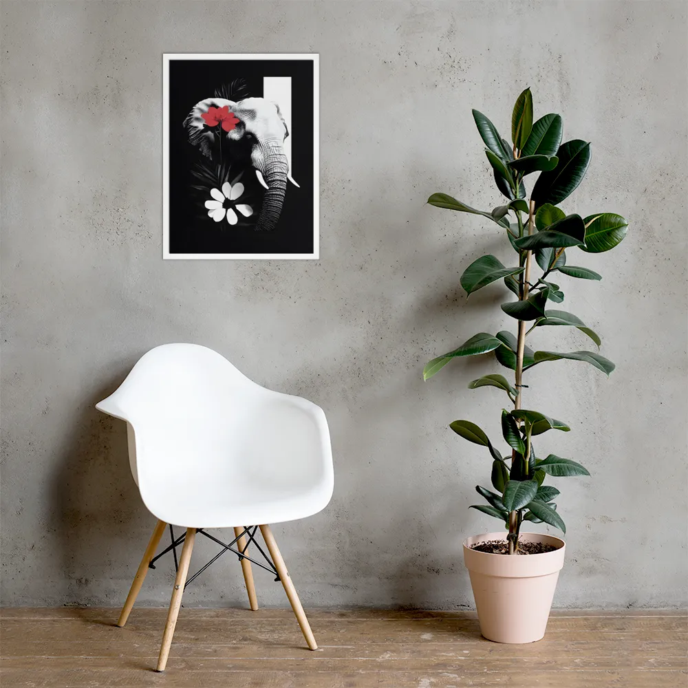 Elephant Harmony | Poster with White Frame | 18″×24″