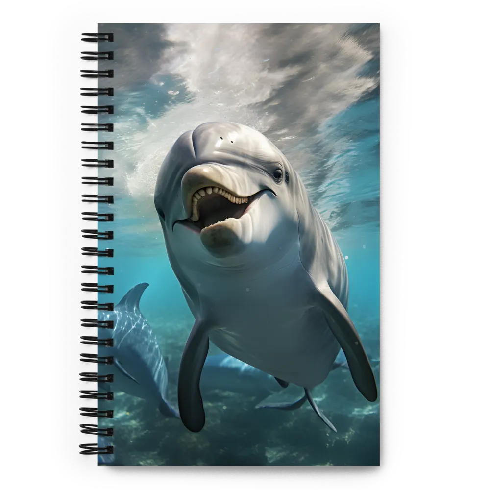 Beneath the Waves: A Dolphin's Dance | Spiral Notebook