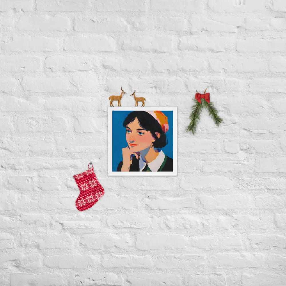 Blue Portrait 
 Poster with White Frame | 12″x 12″