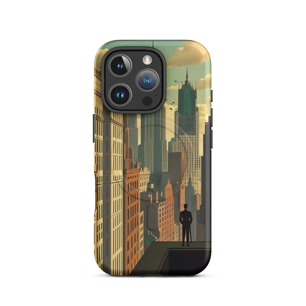 Urban Dreams: A Silhouette in Art Deco Cityscape