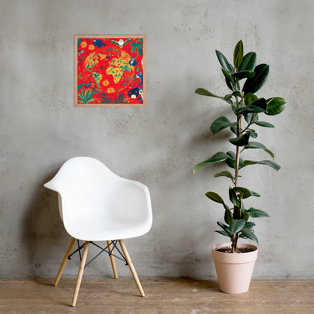 Celebration of Life on Earth | Poster with Red oak Frame | 18″×18″