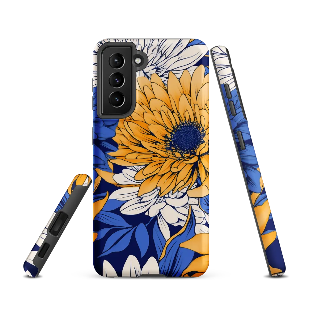Floral Harmony in Blue and Yellow