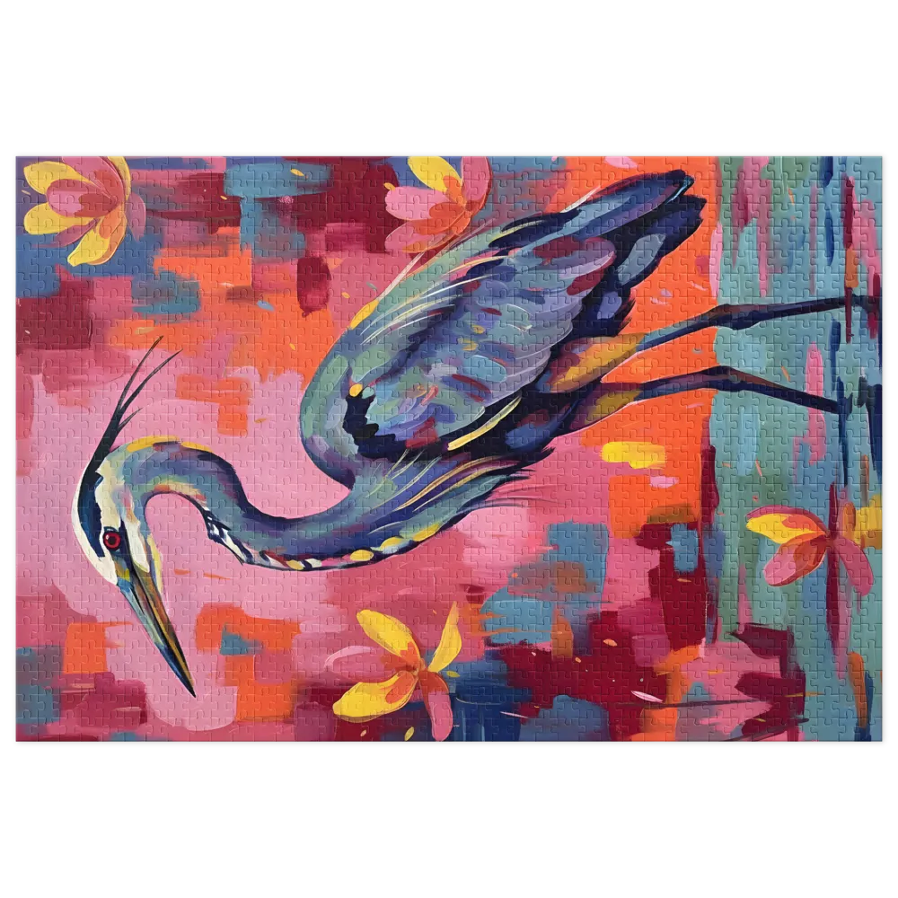 Chromatic Heron 
 Jigsaw Puzzle in Tin Box