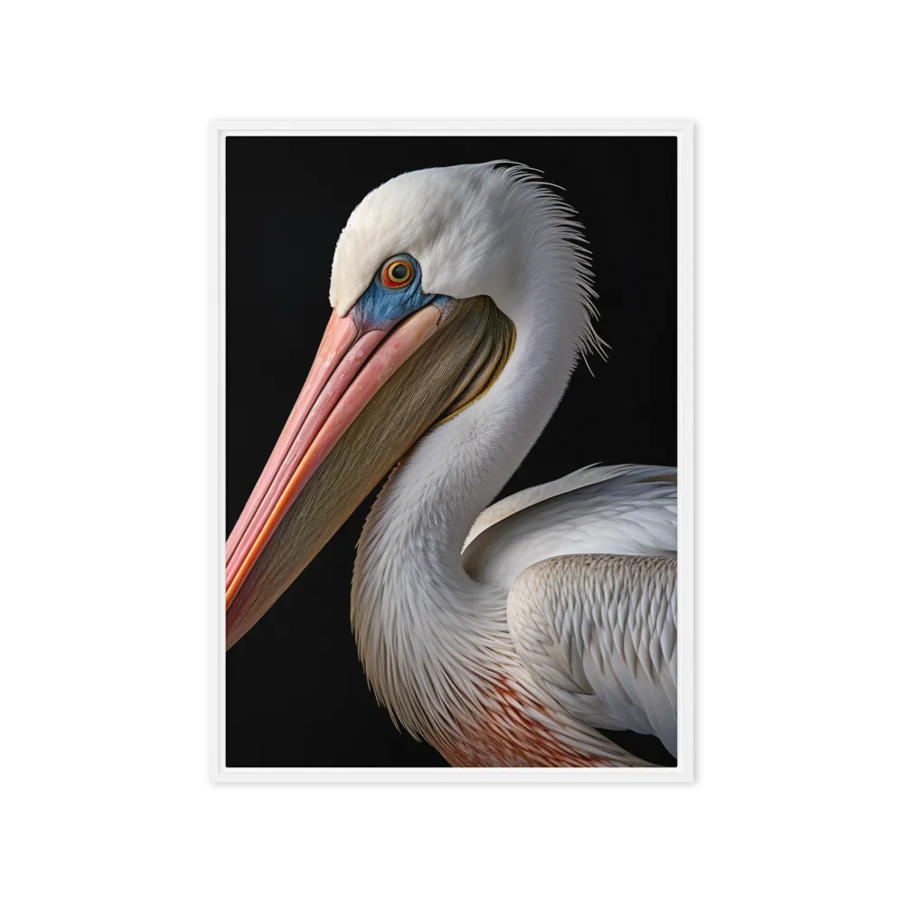 Elegance in White: The Pelican | Canvas with White Frame | 20″×28″