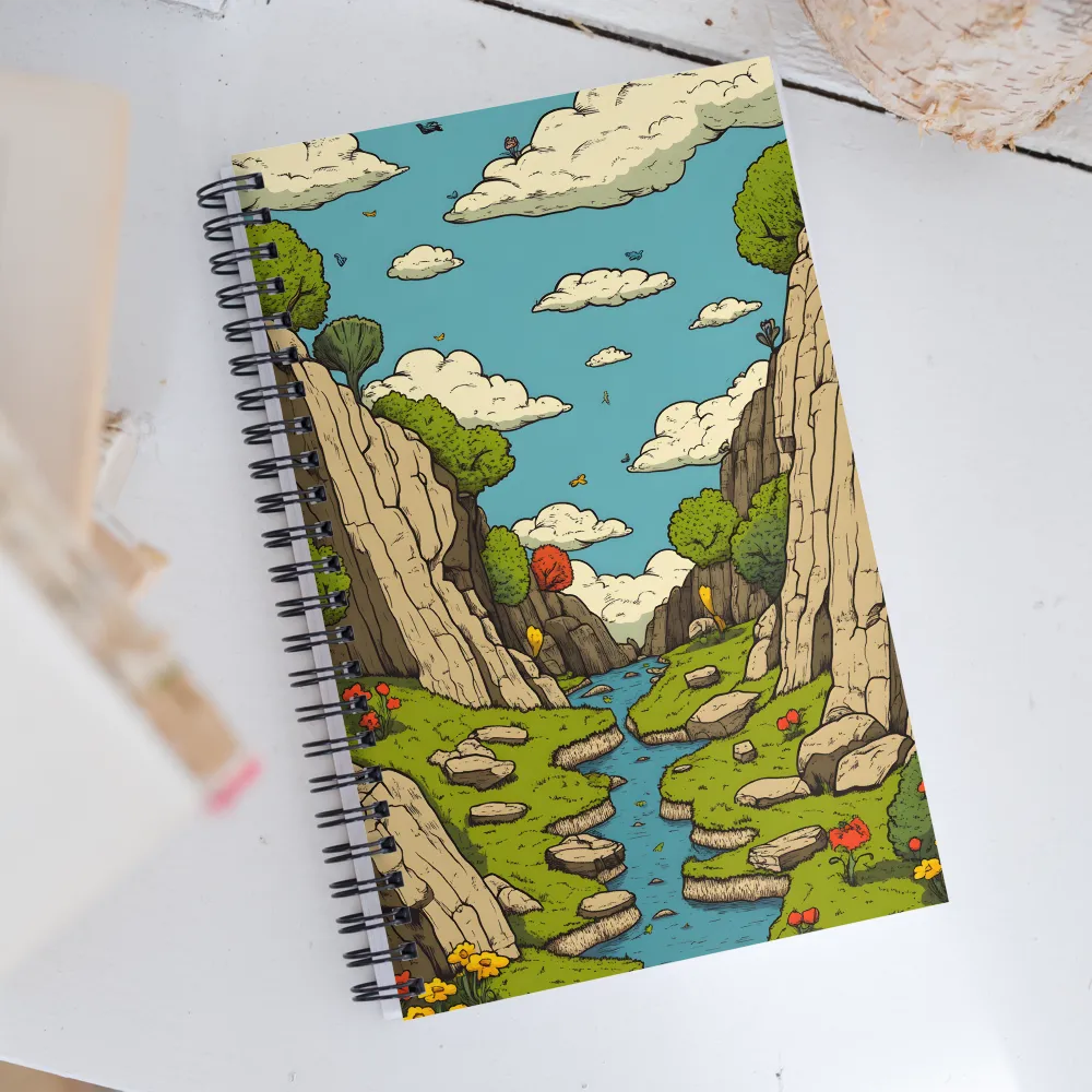 Whimsical Serenity: A Canyon Landscape | Spiral Notebook