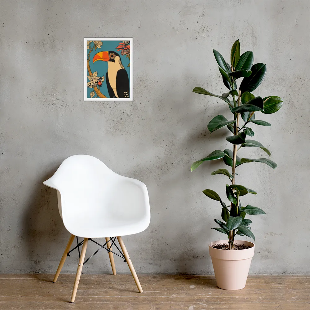Tropical Majesty: The Toucan at Rest | Poster with White Frame | 12″×16″