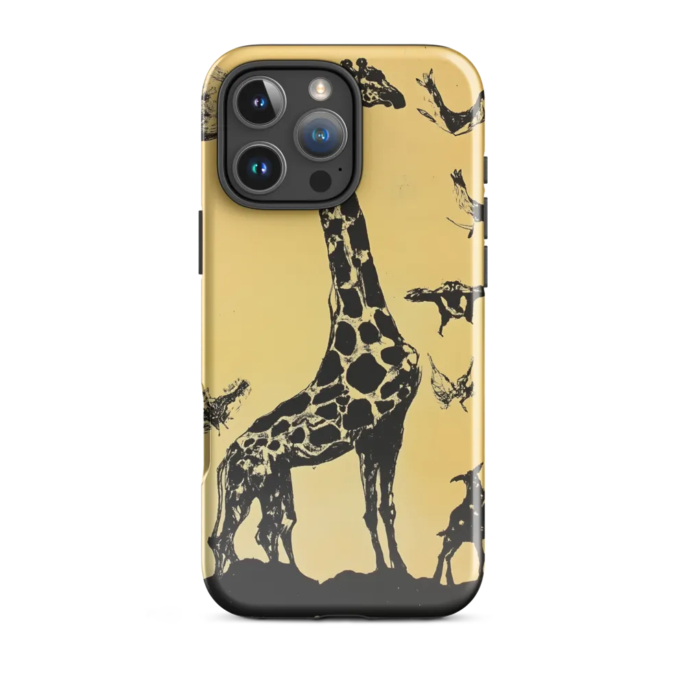 Whimsical Harmony of Giraffe and Birds