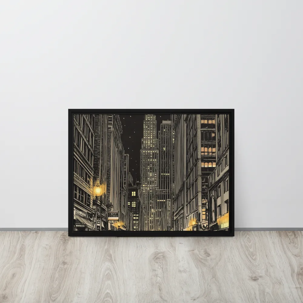 Whispers of the Night City | Canvas with Black Frame | 18″×24″