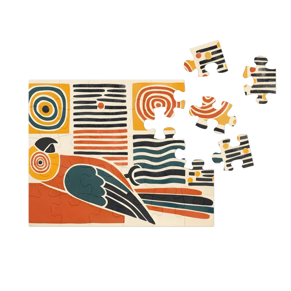 Geometric Parrot 
 Jigsaw Puzzle in Tin Box