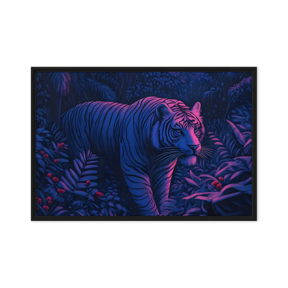 Mystic Prowler: The White Tiger in the Jungle | Canvas with Black Frame | 20″×30″