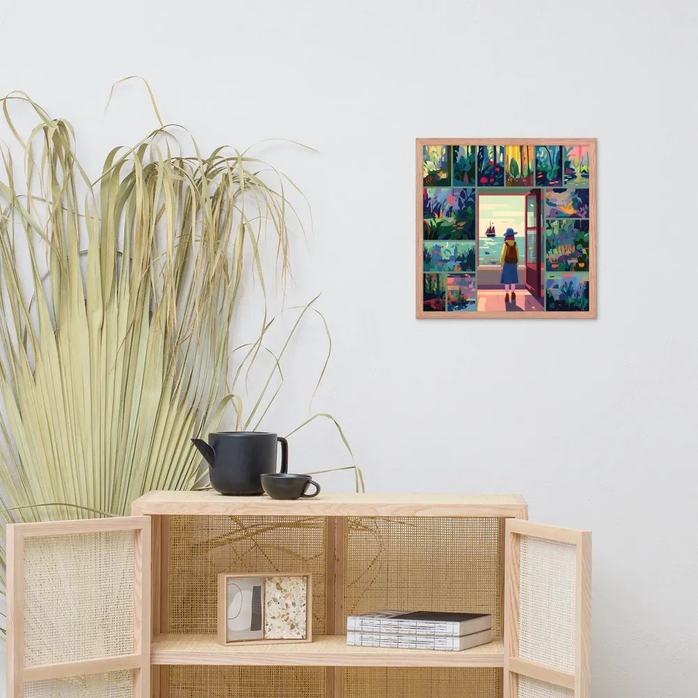 Doorway to the Sea 
 Poster with Red oak Frame | 18″x 18″