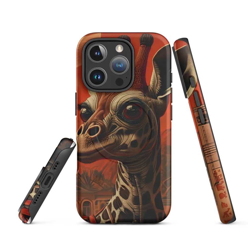 Whimsical Giraffe in an Orange Dreamscape