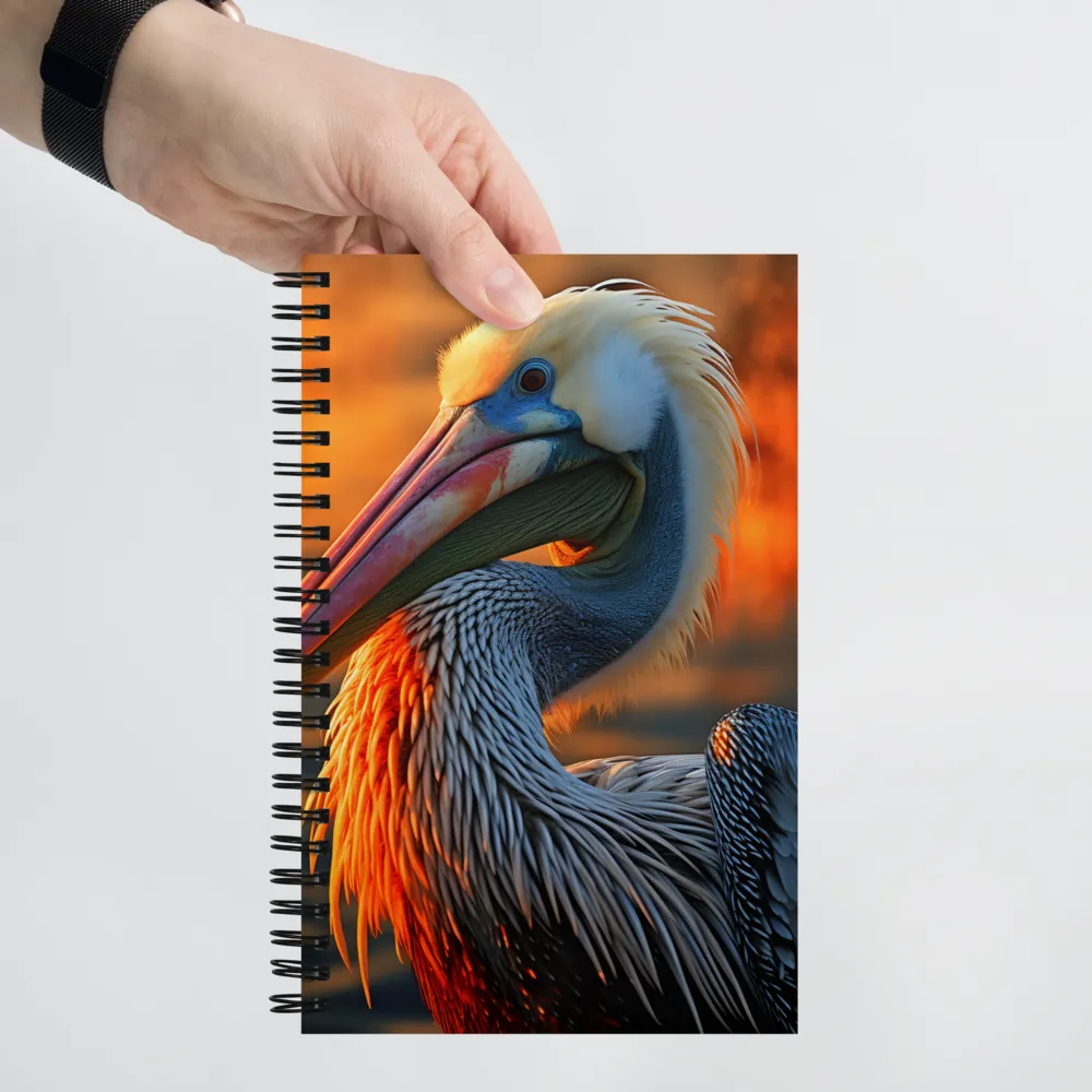 Elegance of the Pelican at Sunset | Spiral Notebook