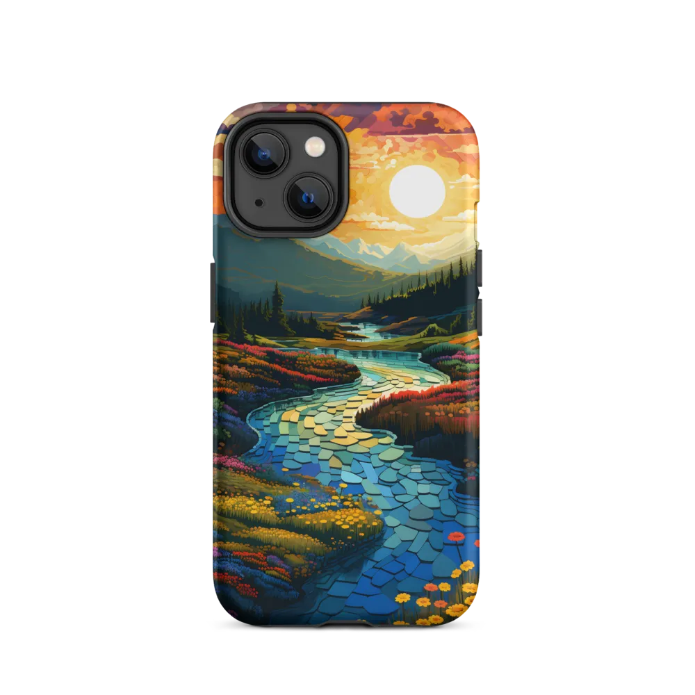 Serenity in Sunset: A Winding River's Embrace