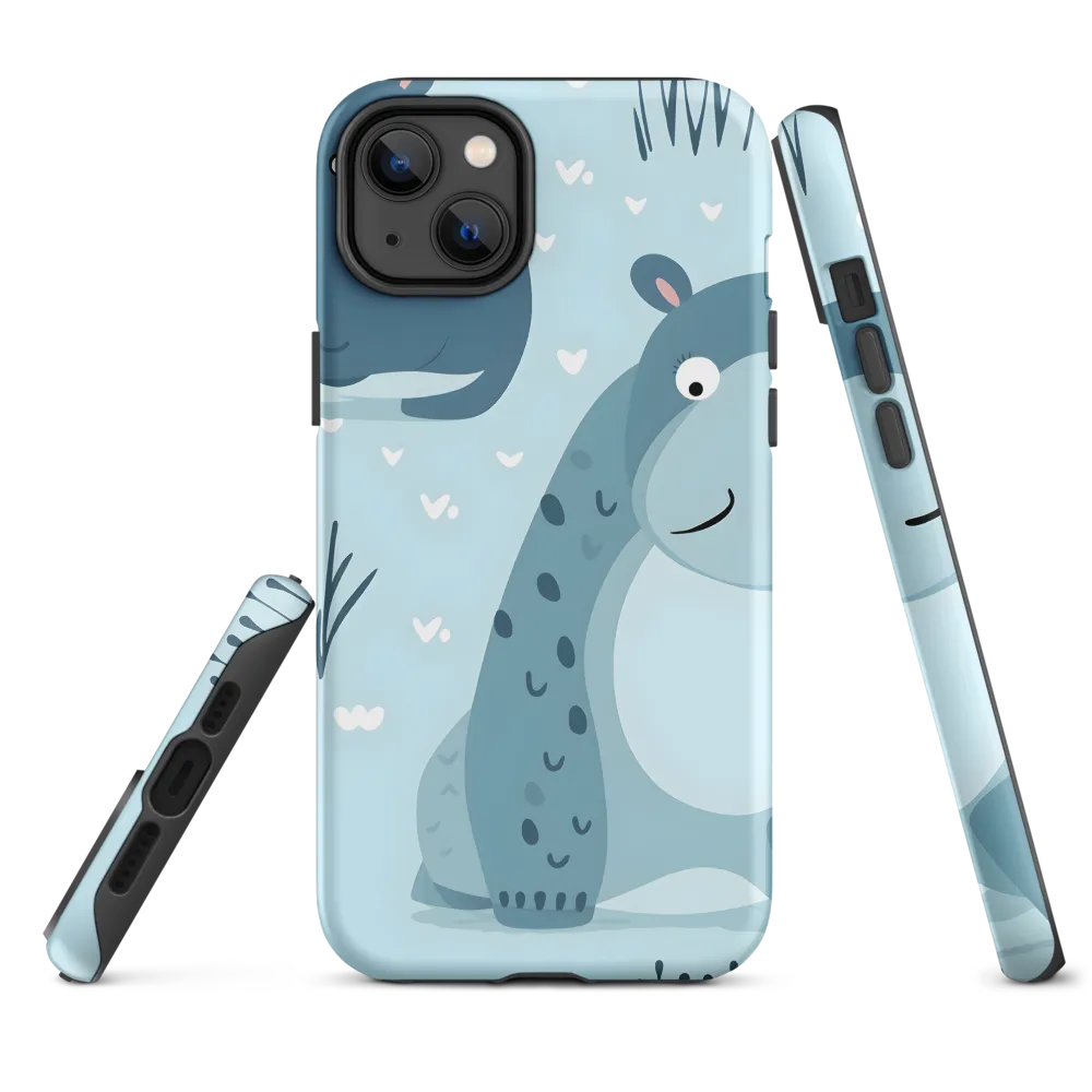Whimsical Hippo Delight | Phone Case |  14 Plus | Tough Case | Matte