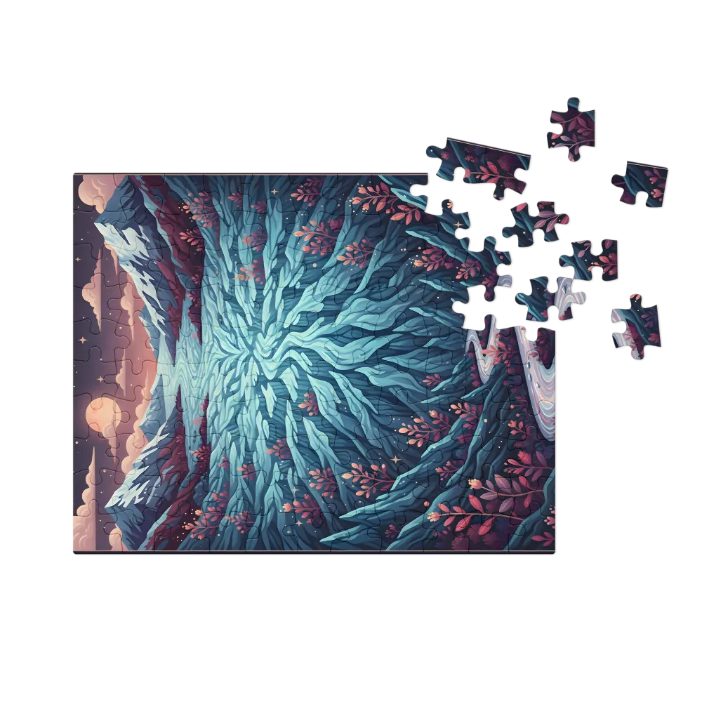 Moonlit Glacial Valley 
 Jigsaw Puzzle in Tin Box