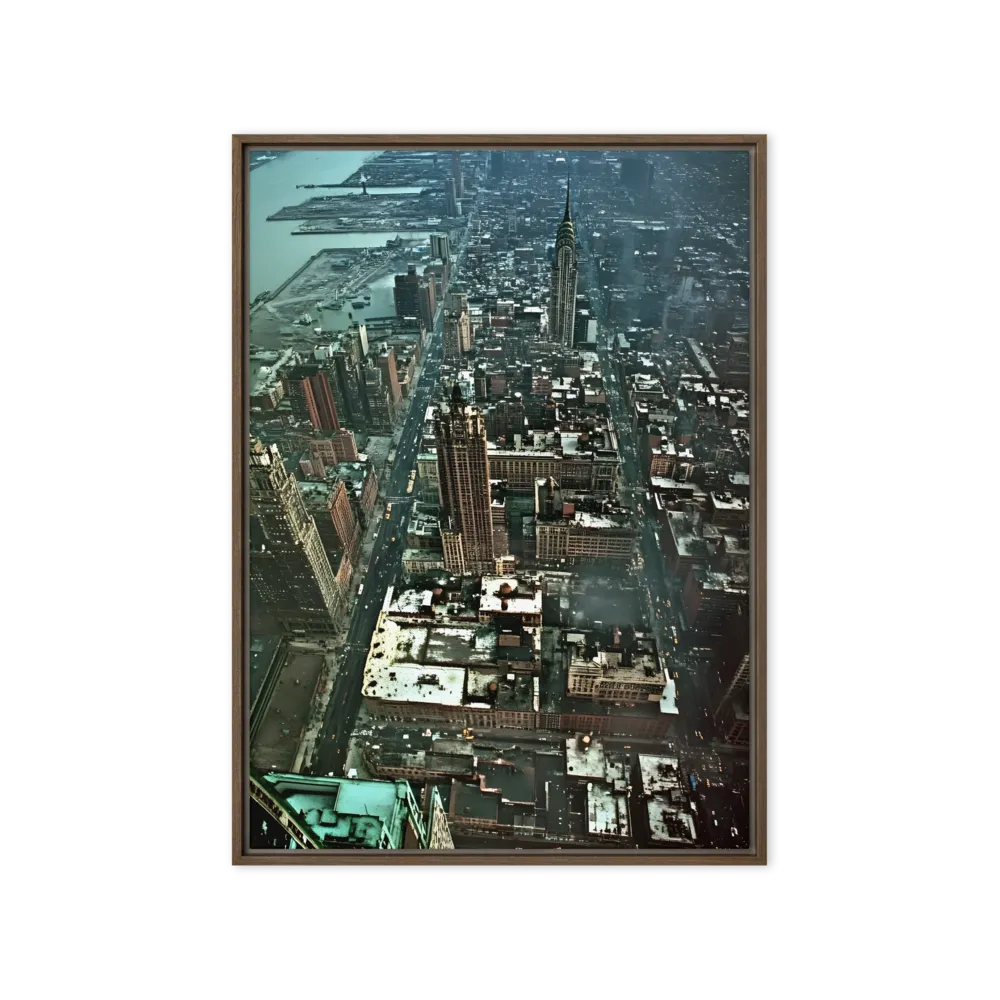 Aerial Symphony of Urban Life | Canvas with Brown Frame | 20″×28″