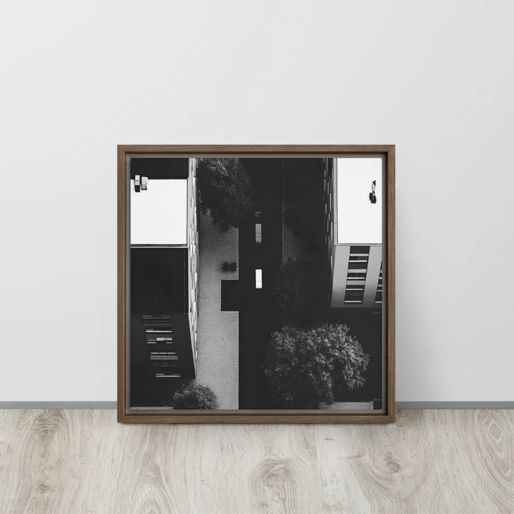 Urban Serenity from Above | Canvas with Brown Frame | 16″×16″