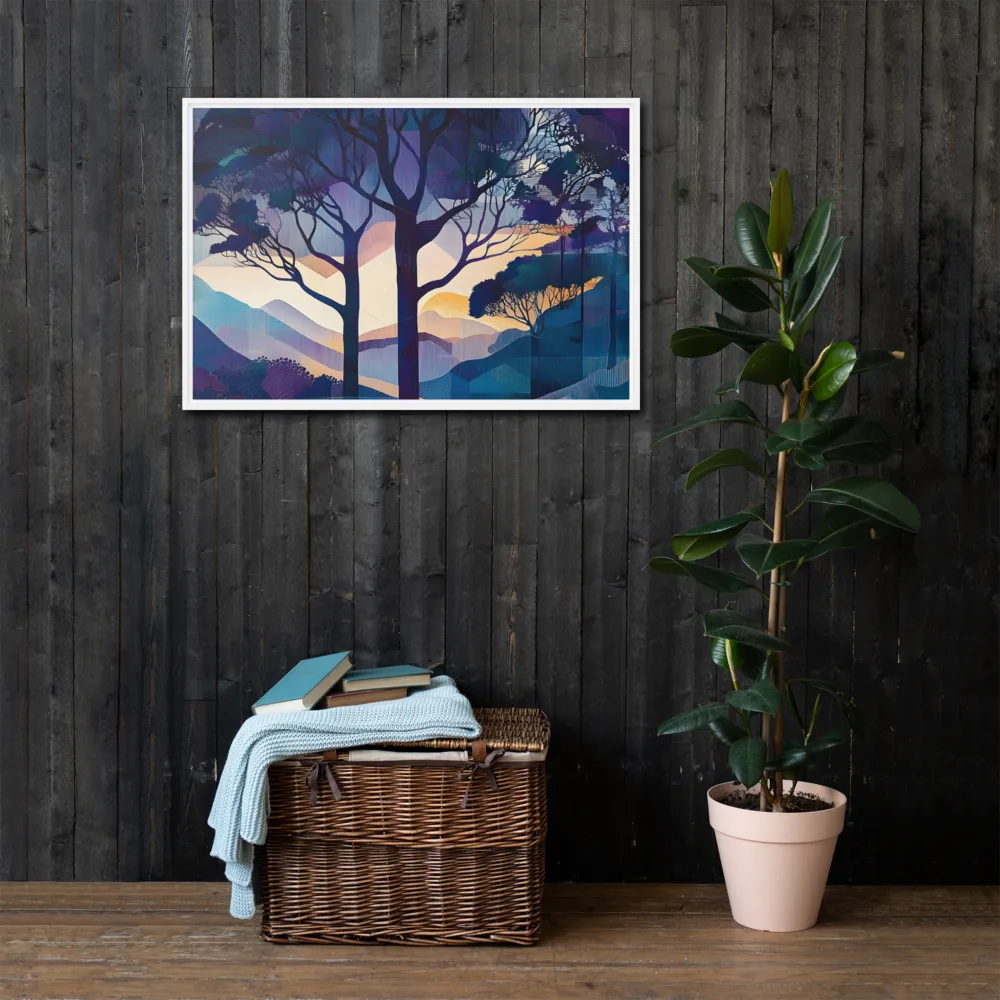 Tranquil Geometry: A Journey Through Color | Canvas with White Frame | 24″×36″