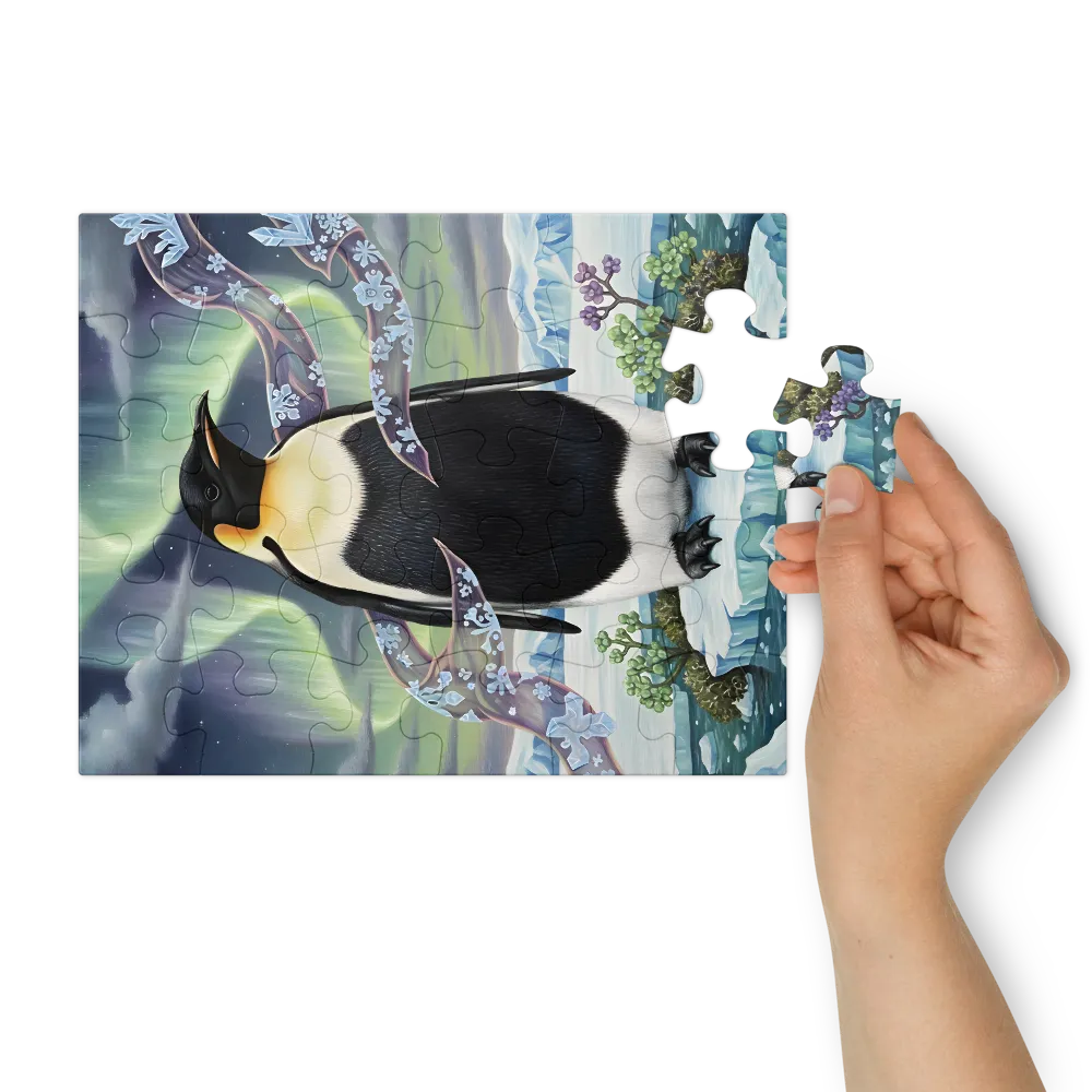 Emperor Under the Aurora 
 Jigsaw Puzzle in Tin Box