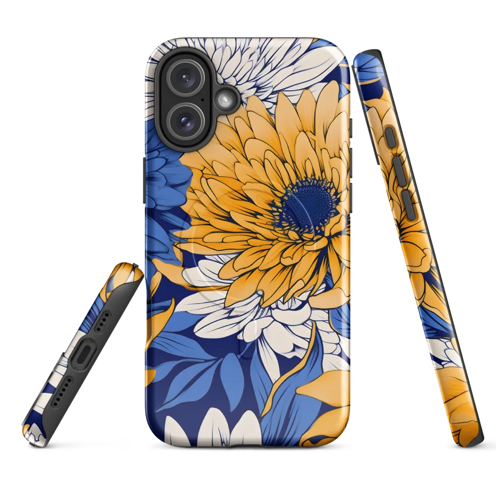 Floral Harmony in Blue and Yellow