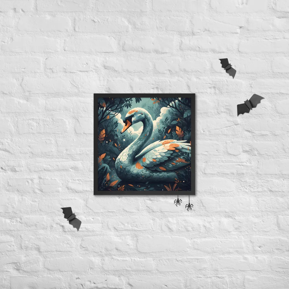 Grove Swan 
 Poster with Black Frame | 18″x 18″