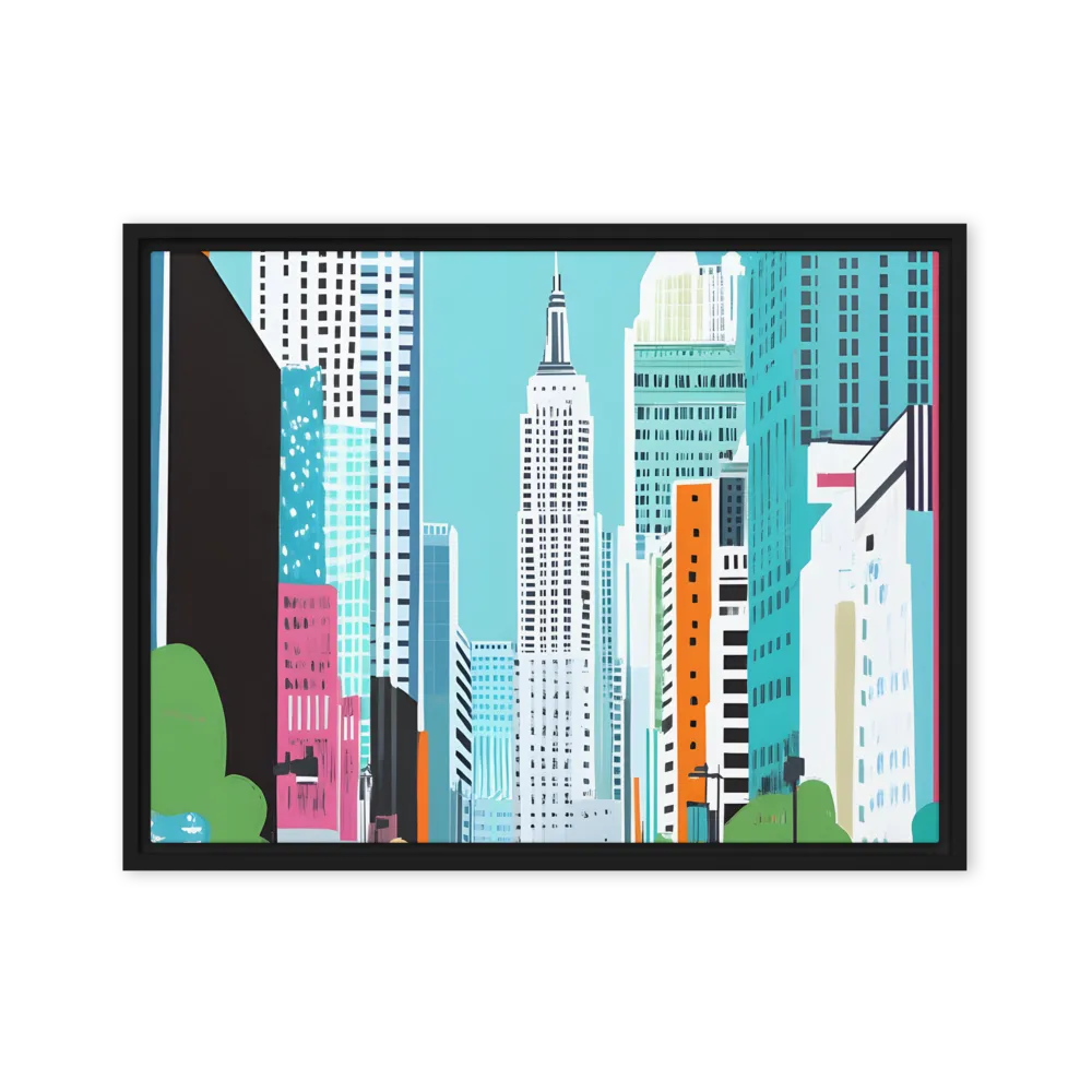 Urban Symphony: A Modern Cityscape | Canvas with Black Frame | 18″×24″