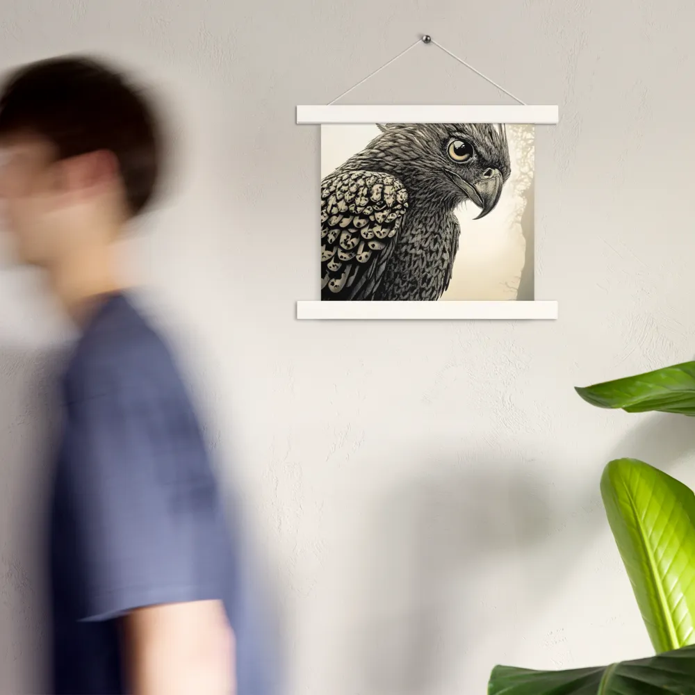 Majestic Owl in Detail | Poster With White Wood Hanger | 10″×10″